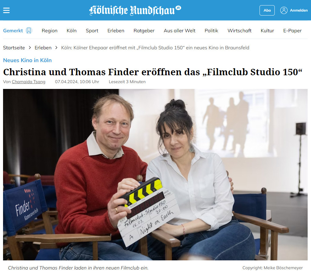 Kölnische Rundschau - Kölner Ehepaar eröffnet mit Filmclub Studio 150 ein neues Kino in Braunsfeld